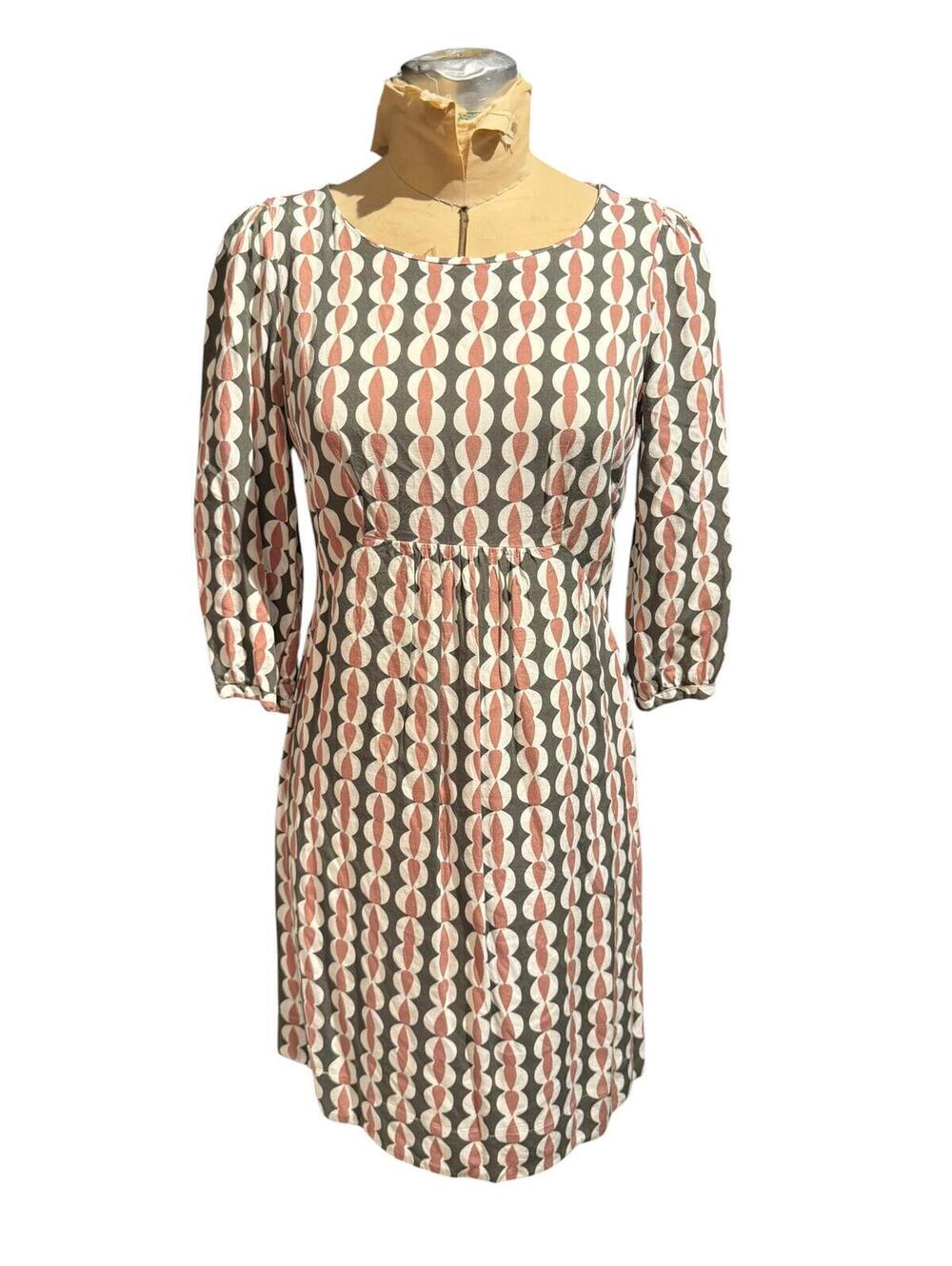 Boden Geometric Pattern 3/4 Sleeve Dress
